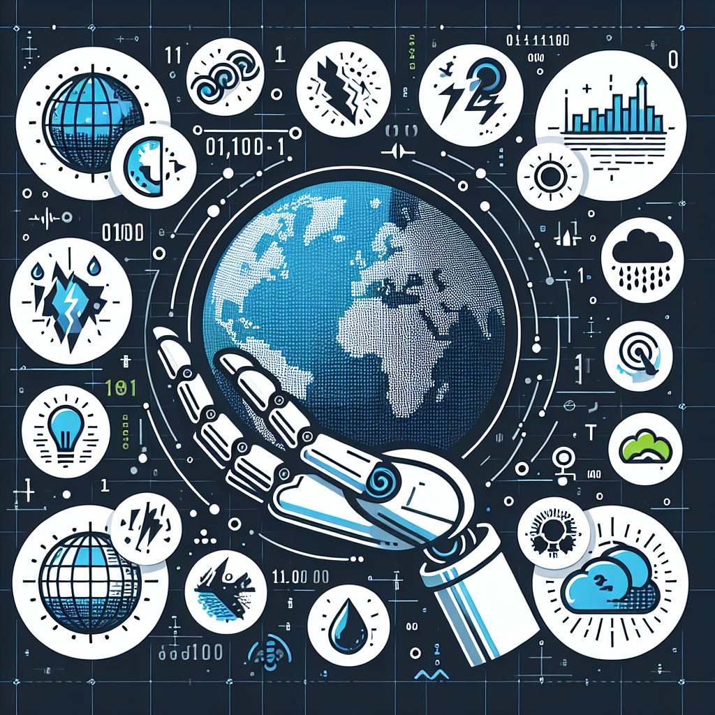 Alt text: "Ilustrasi teknologi AI yang menganalisis data cuaca untuk memprediksi bencana alam dengan akurasi tinggi, mendukung artikel tentang peran AI dalam mitigasi risiko bencana."